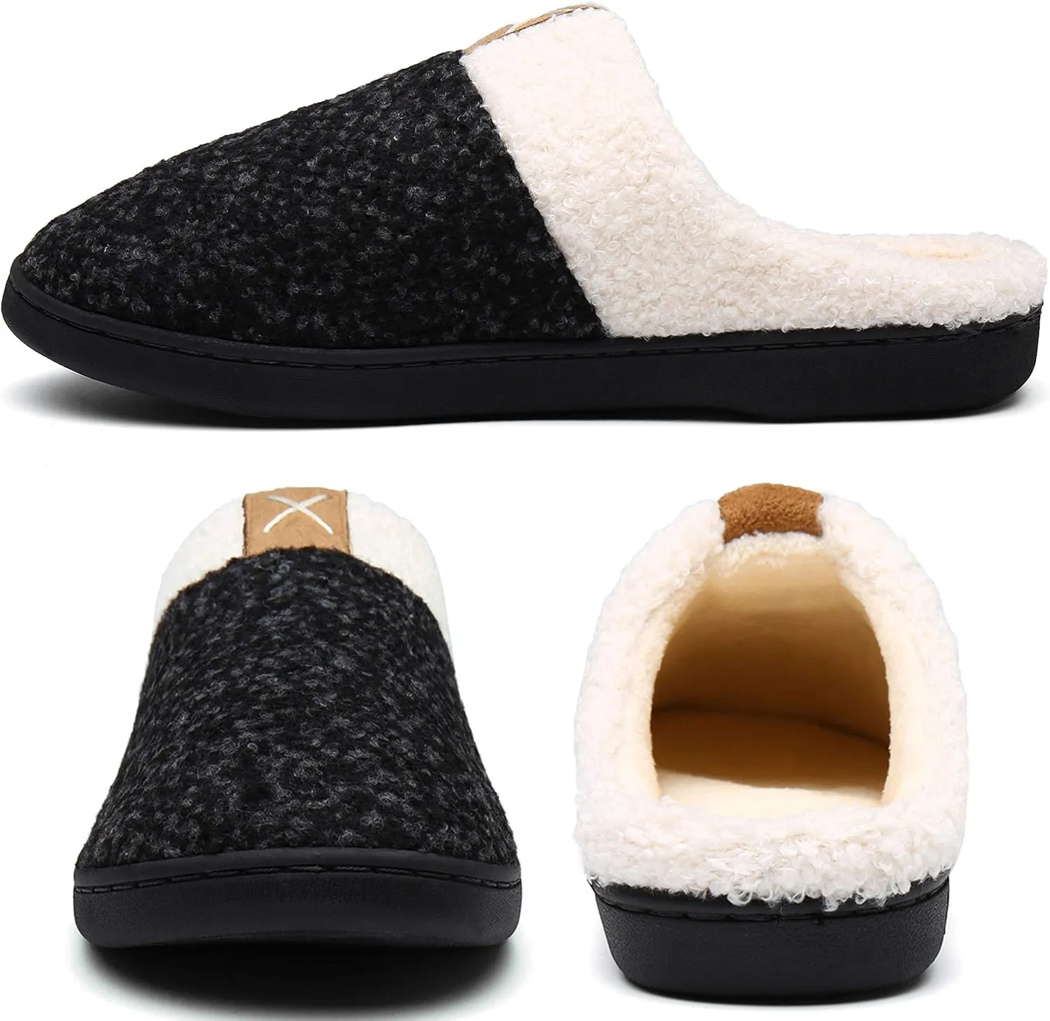 UBFEN Womens Mens Slippers Memory Foam Comfort Fuzzy Plush Lining Slip On House Shoes
