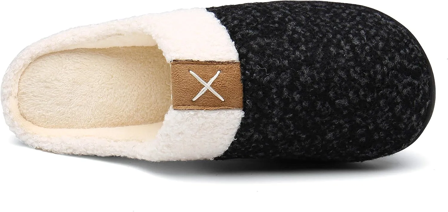 UBFEN Womens Mens Slippers Memory Foam Comfort Fuzzy Plush Lining Slip On House Shoes