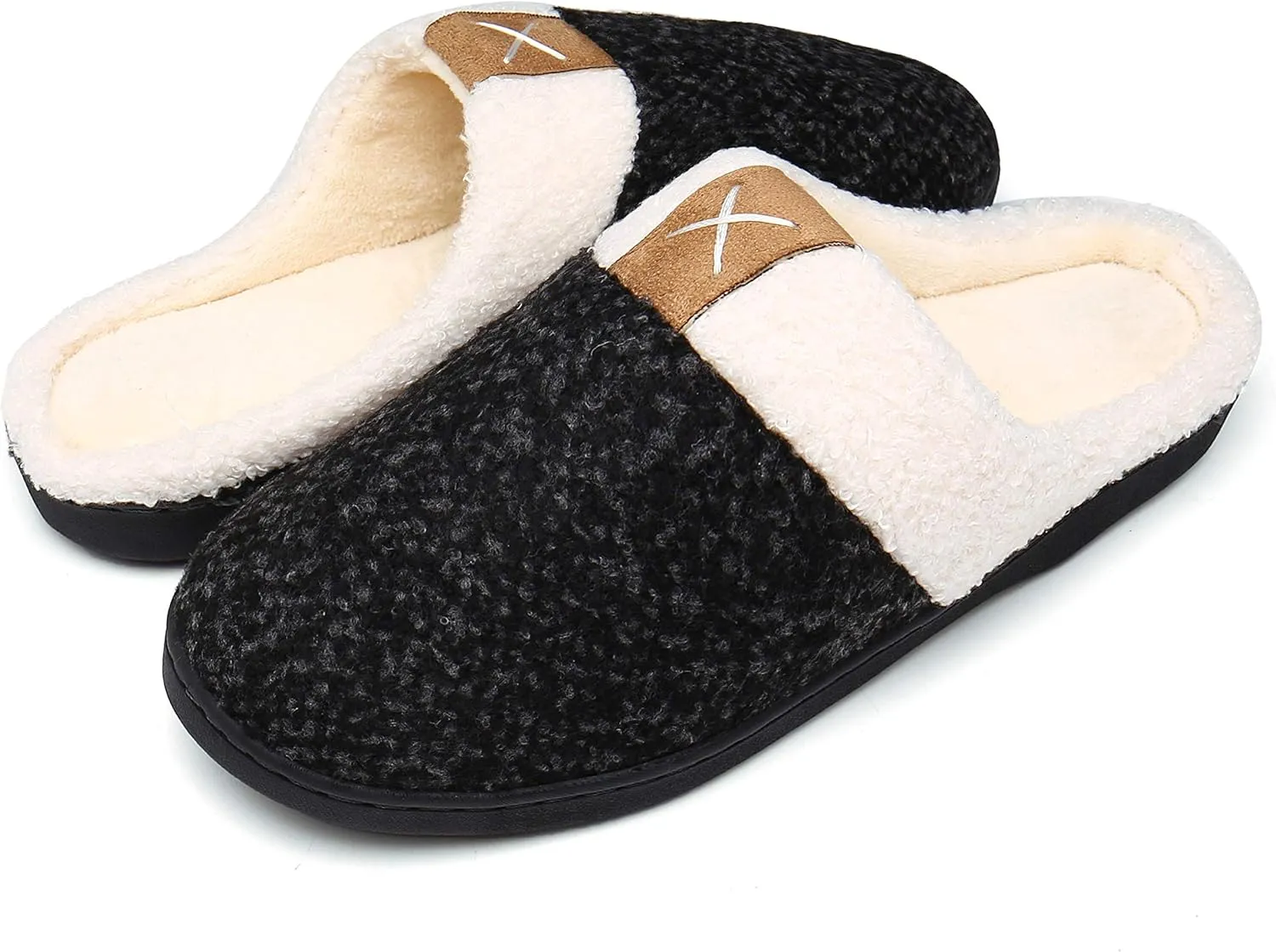 UBFEN Womens Mens Slippers Memory Foam Comfort Fuzzy Plush Lining Slip On House Shoes