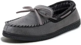 ULTRAIDEAS Men's Luke Microsuede Moccasin Slippers with Tie Indoor Outdoor