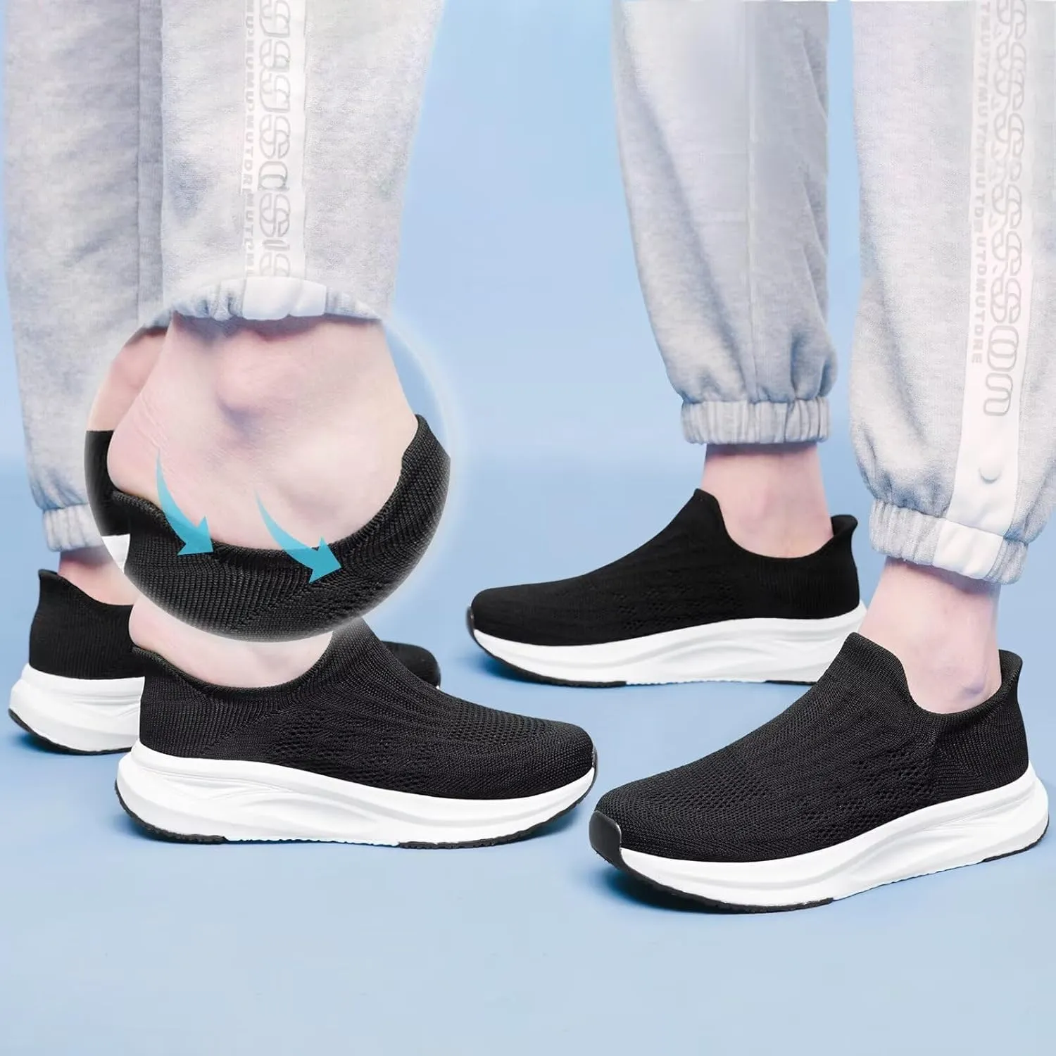 vibdiv Slip-in Walking Shoes Men Barefoot Sock Sneakers Flat Lightweight Casual Comfortable Breathable Laceless