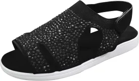 Walking Sandals for Women Open Toe Slip On Rhinestone Sandal Platform Sport Orthopedic Sandalias with Arch Support