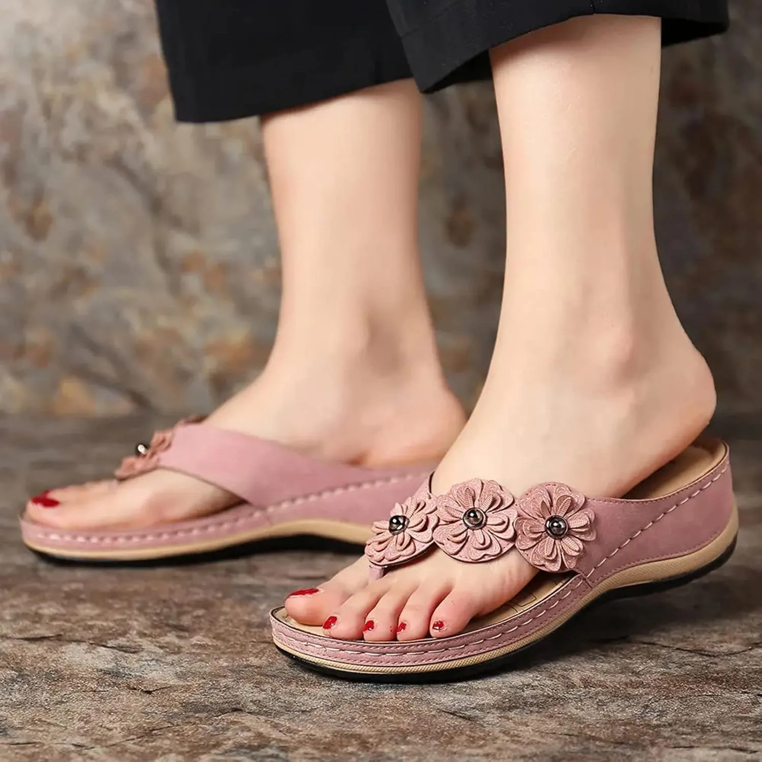 Wedge Sandals for Women Comfortable Platform Slides Orthopedic Sandal Summer Casual Womens Flip Flops Walking Shoes