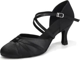 Women's Ballroom Dance Shoes Closed Toe Latin Salsa Ladies Waltz Social Dancing Heels Shoes