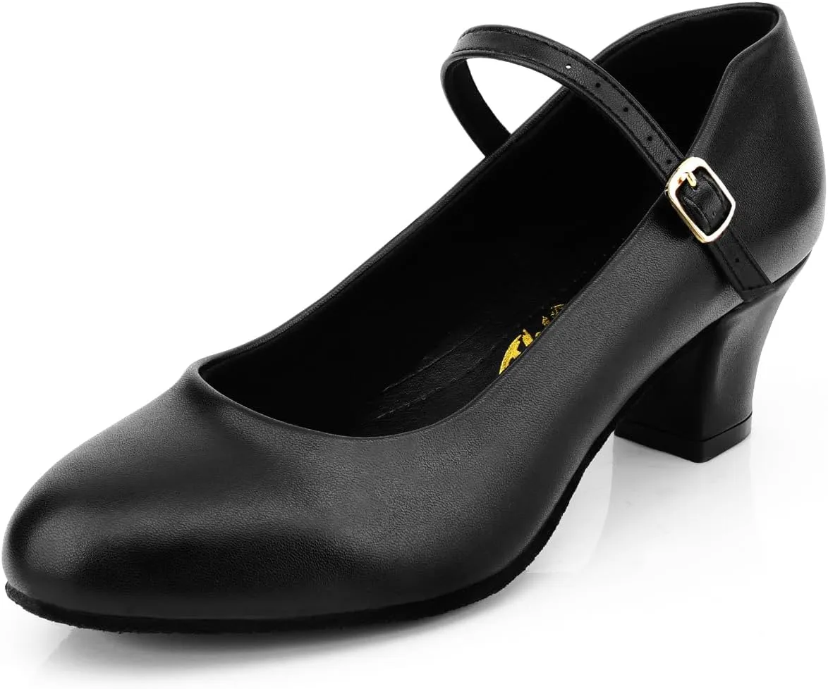 Women's Black Non-Slip Latin Salsa Dance Heels Ballroom Character Shoes Prom Dress Pumps