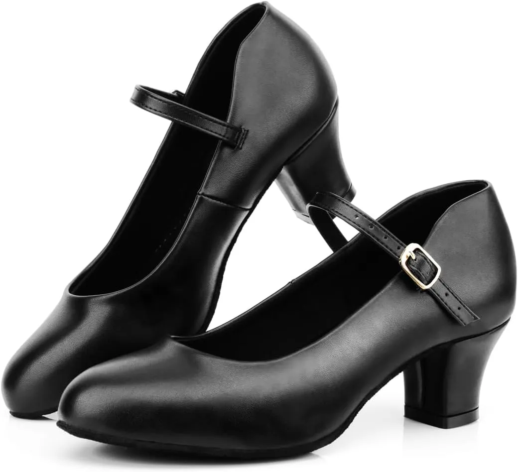 Women's Black Non-Slip Latin Salsa Dance Heels Ballroom Character Shoes Prom Dress Pumps