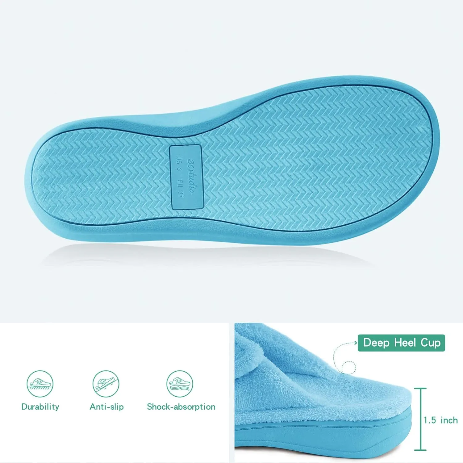 Women's Fuzzy Orthotic Arch Support Slippers Orthopedic Plantar Fasciitis Furry House Slide Slippers