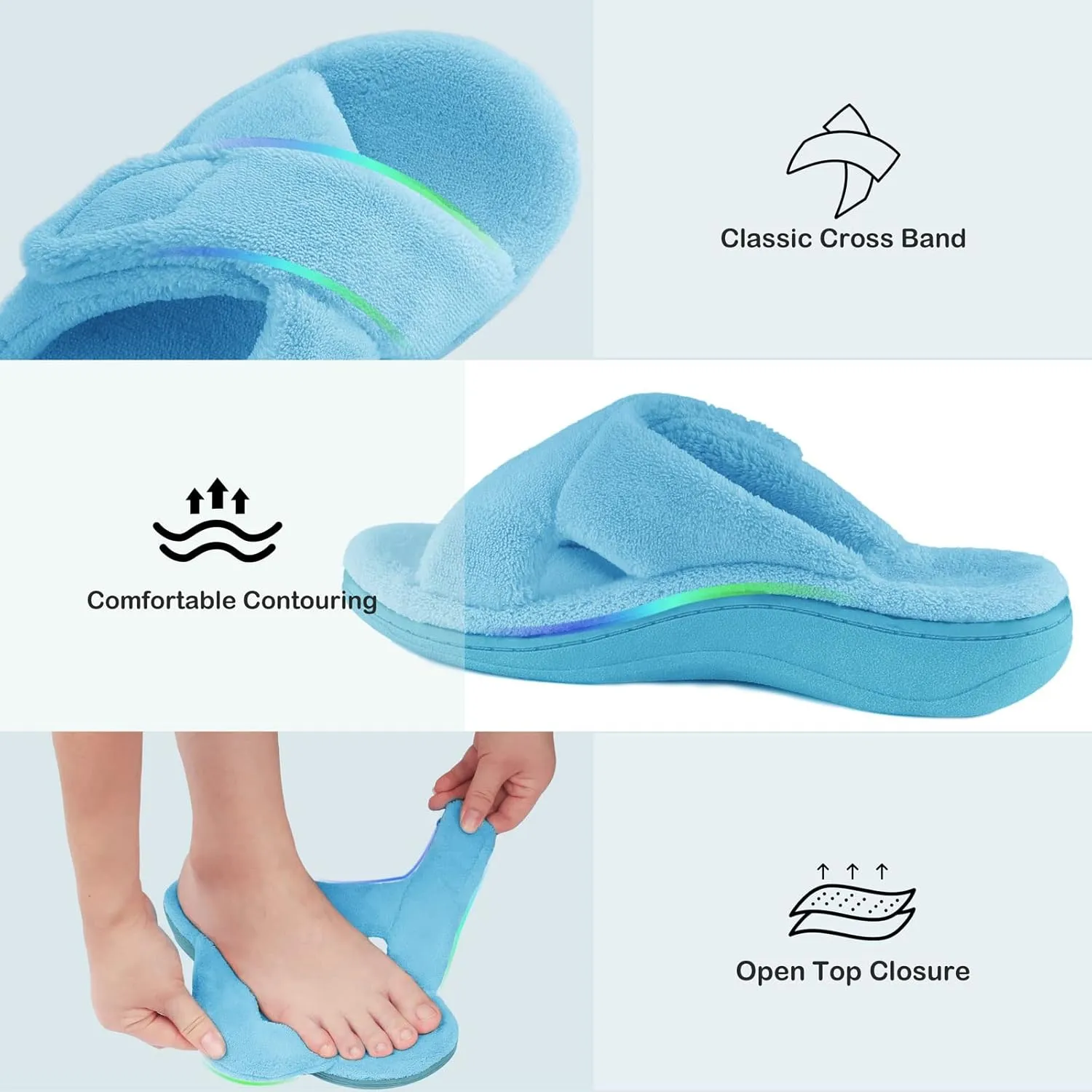 Women's Fuzzy Orthotic Arch Support Slippers Orthopedic Plantar Fasciitis Furry House Slide Slippers