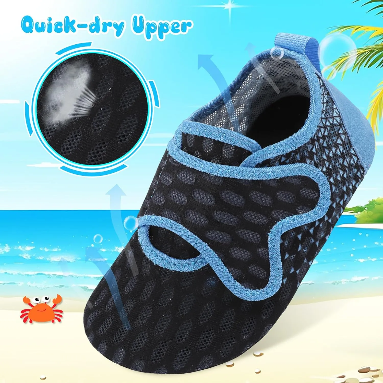 XIHALOOK Toddler Water Shoes Kids Boys Girls Quick Dry Beach Swim Pool Barefoot Aqua Socks