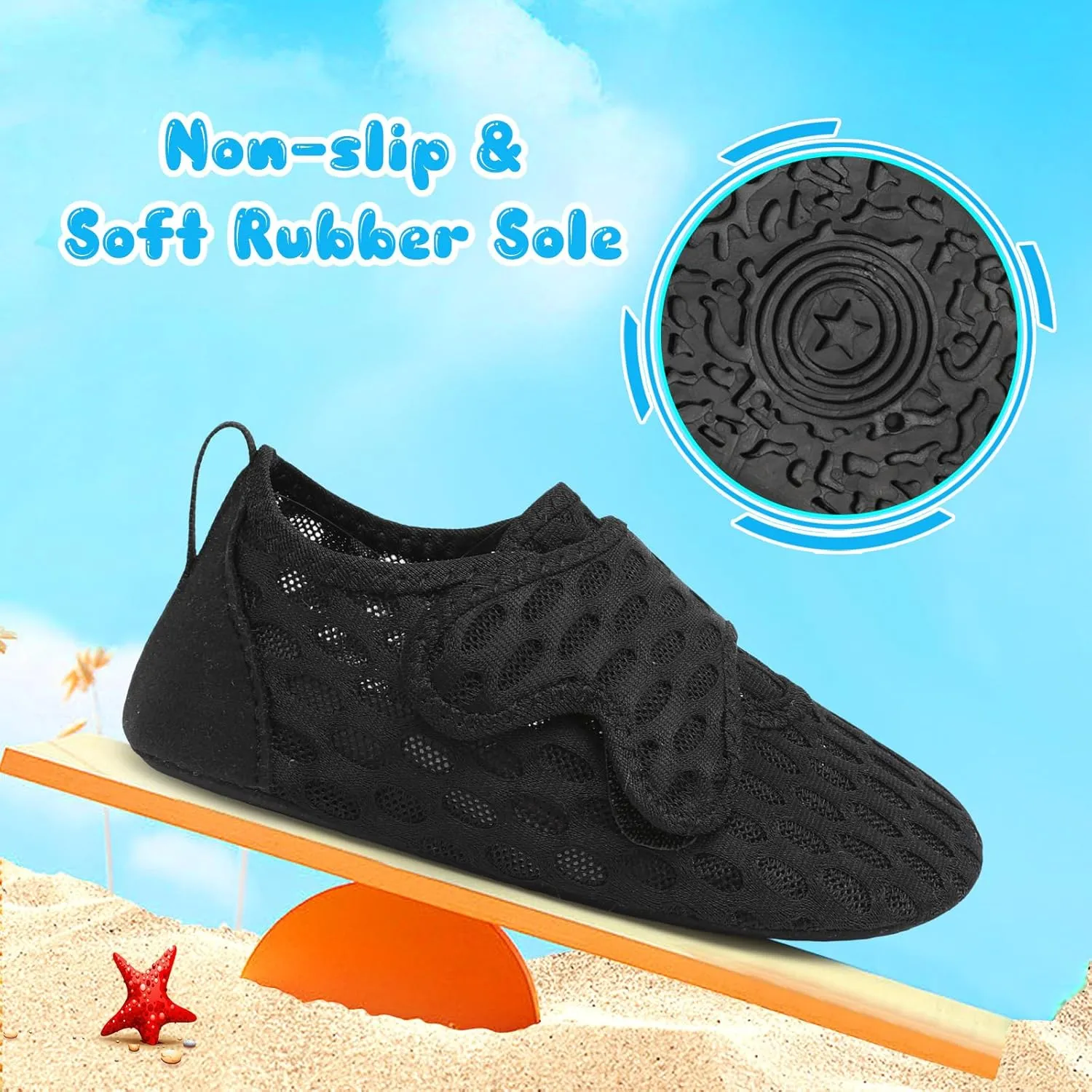 XIHALOOK Toddler Water Shoes Kids Boys Girls Quick Dry Beach Swim Pool Barefoot Aqua Socks