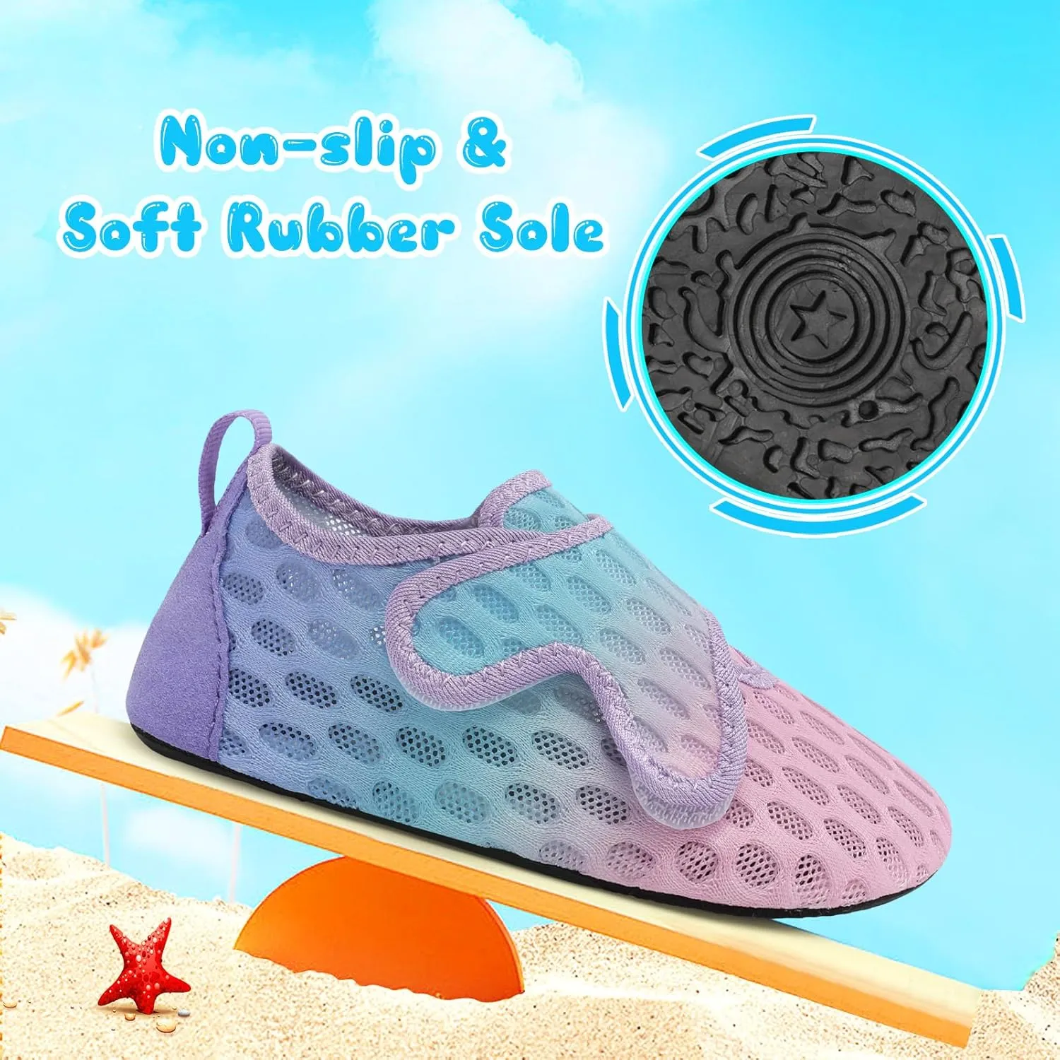 XIHALOOK Toddler Water Shoes Kids Boys Girls Quick Dry Beach Swim Pool Barefoot Aqua Socks