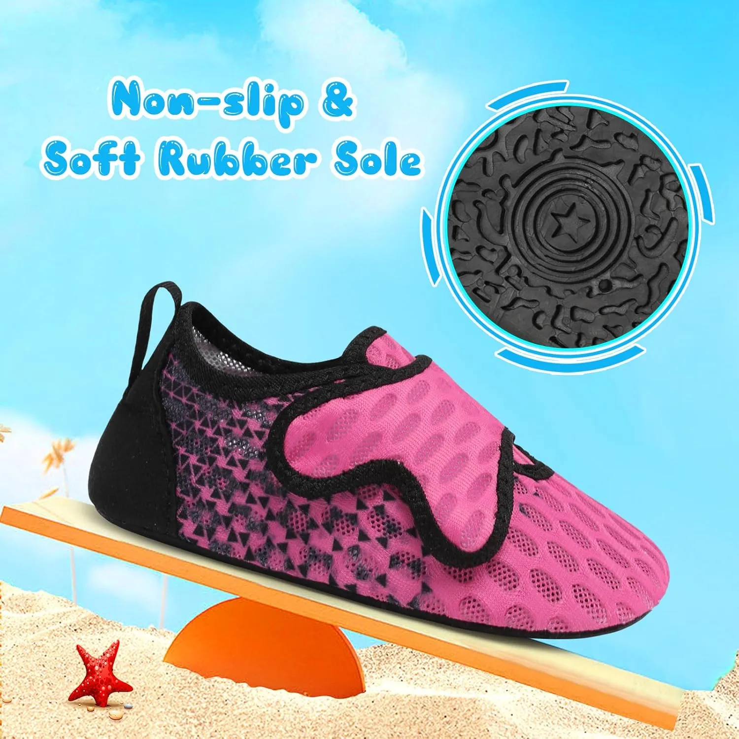 XIHALOOK Toddler Water Shoes Kids Boys Girls Quick Dry Beach Swim Pool Barefoot Aqua Socks