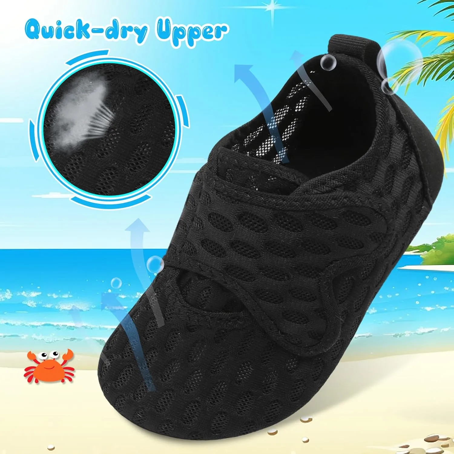 XIHALOOK Toddler Water Shoes Kids Boys Girls Quick Dry Beach Swim Pool Barefoot Aqua Socks
