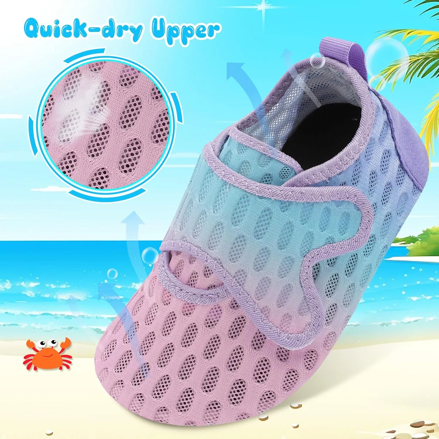 XIHALOOK Toddler Water Shoes Kids Boys Girls Quick Dry Beach Swim Pool Barefoot Aqua Socks