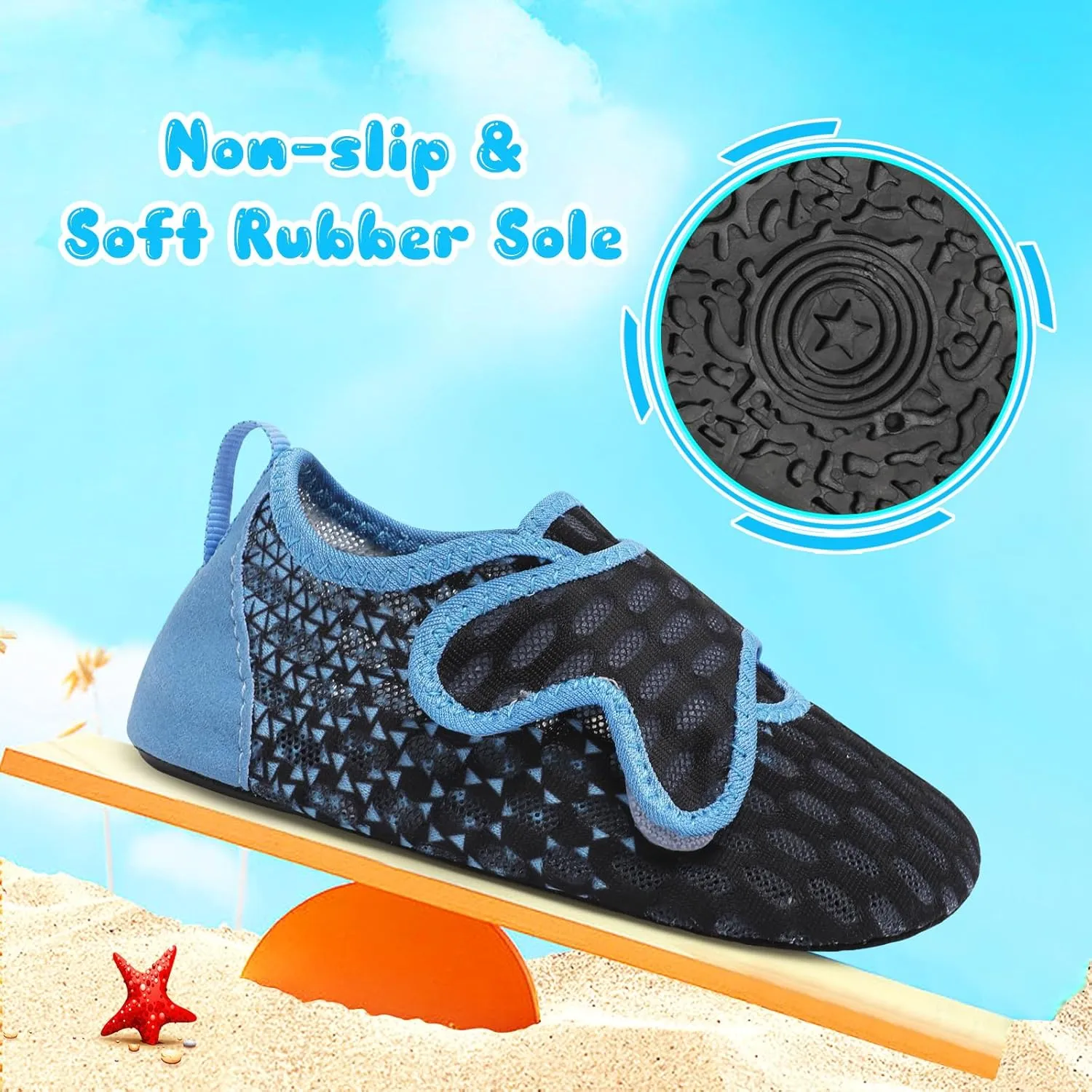 XIHALOOK Toddler Water Shoes Kids Boys Girls Quick Dry Beach Swim Pool Barefoot Aqua Socks