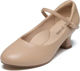YESSA 1920s Shoes for Women Character Shoes 2"/2.5" Ballroom Dance Shoes for Folklorico Flamenco Latin Swing Salsa Pumps Ankle Strap Dancing Heels
