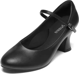 YESSA 1920s Shoes for Women Character Shoes 2"/2.5" Ballroom Dance Shoes for Folklorico Flamenco Latin Swing Salsa Pumps Ankle Strap Dancing Heels