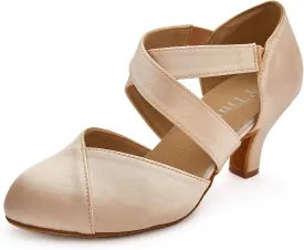 YYTing Women Swing Latin Ballroom Dance Shoes (Closed Toe, Suede Sole, Elastic Closure) 2.5 inch Heel YT28