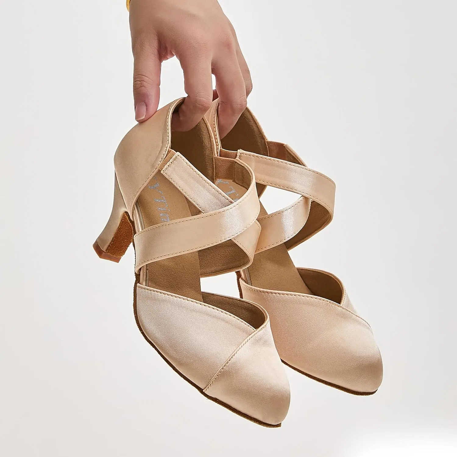 YYTing Women Swing Latin Ballroom Dance Shoes (Closed Toe, Suede Sole, Elastic Closure) 2.5 inch Heel YT28