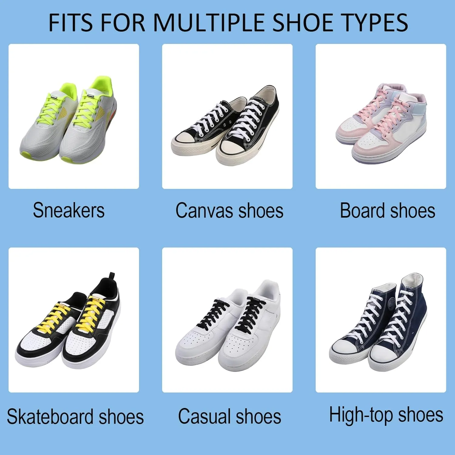 ZHENTOR 2 Pairs Elastic No Tie Shoe Laces for Adults and Kids Shoes, Tieless Flat Shoelaces for Sneakers